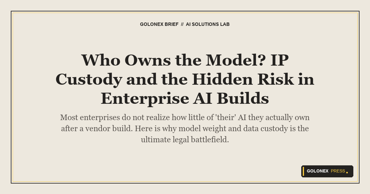 Branded Golonex Press featured image illustrating secure asset vaults representing enterprise custody of AI model weights and proprietary IP