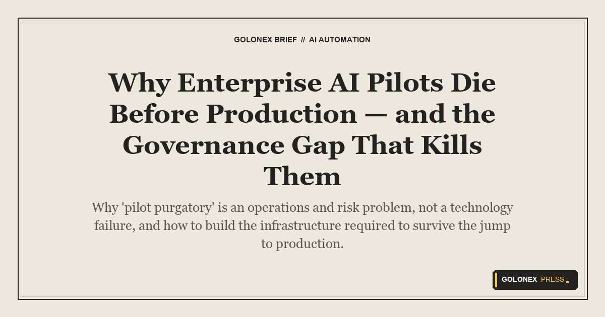 Branded Golonex Press featured image illustrating the operational gap between AI proof of concept and scaled production
